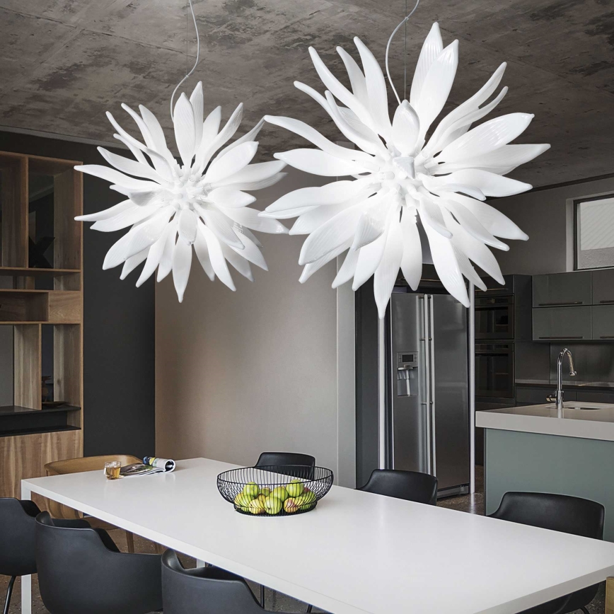 Ideal Lux - LED-Hängeleuchte LEAVES 12xG9/3W/230V d 80 cm weiß