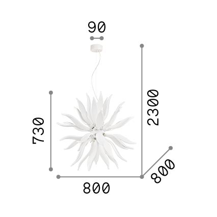 Ideal Lux - LED-Hängeleuchte LEAVES 12xG9/3W/230V d 80 cm weiß