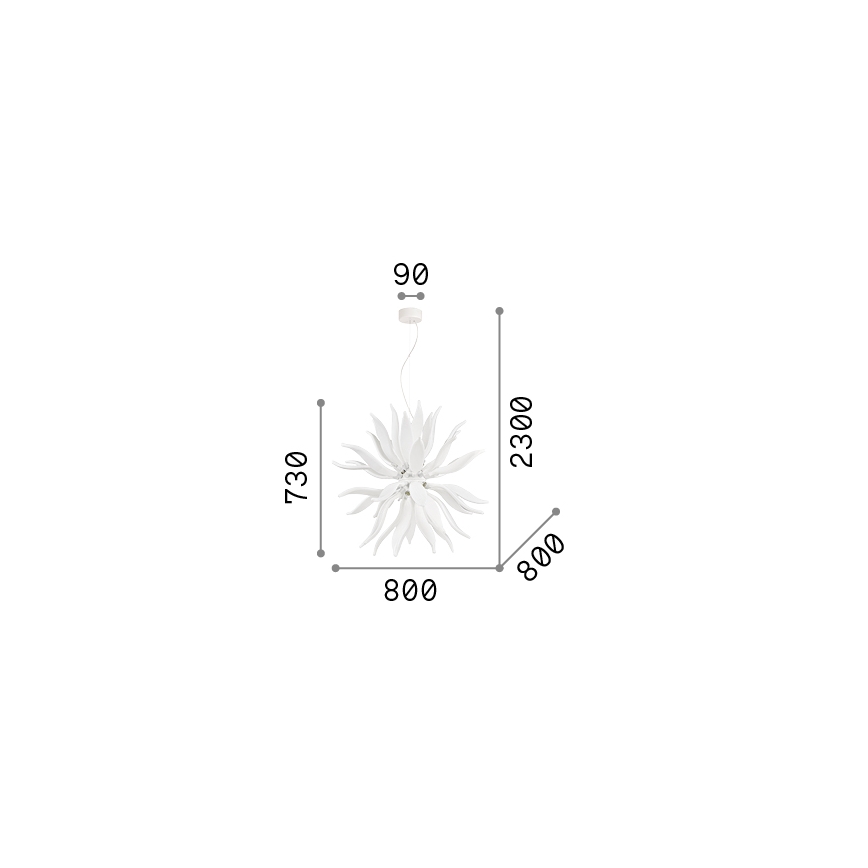 Ideal Lux - LED-Hängeleuchte LEAVES 12xG9/3W/230V d 80 cm weiß