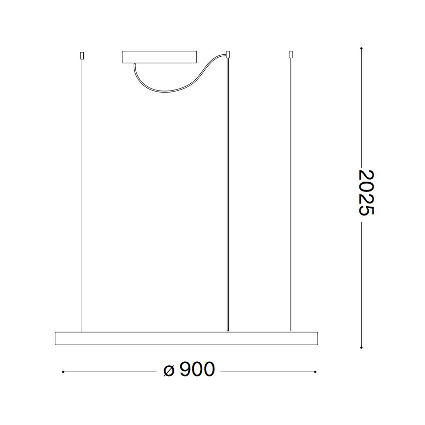 Ideal Lux - LED-Pendelleuchte mit Drahtseil ORACLE SLIM LED/53W/230V 2700K CRI 90 Ø 90 cm schwarz