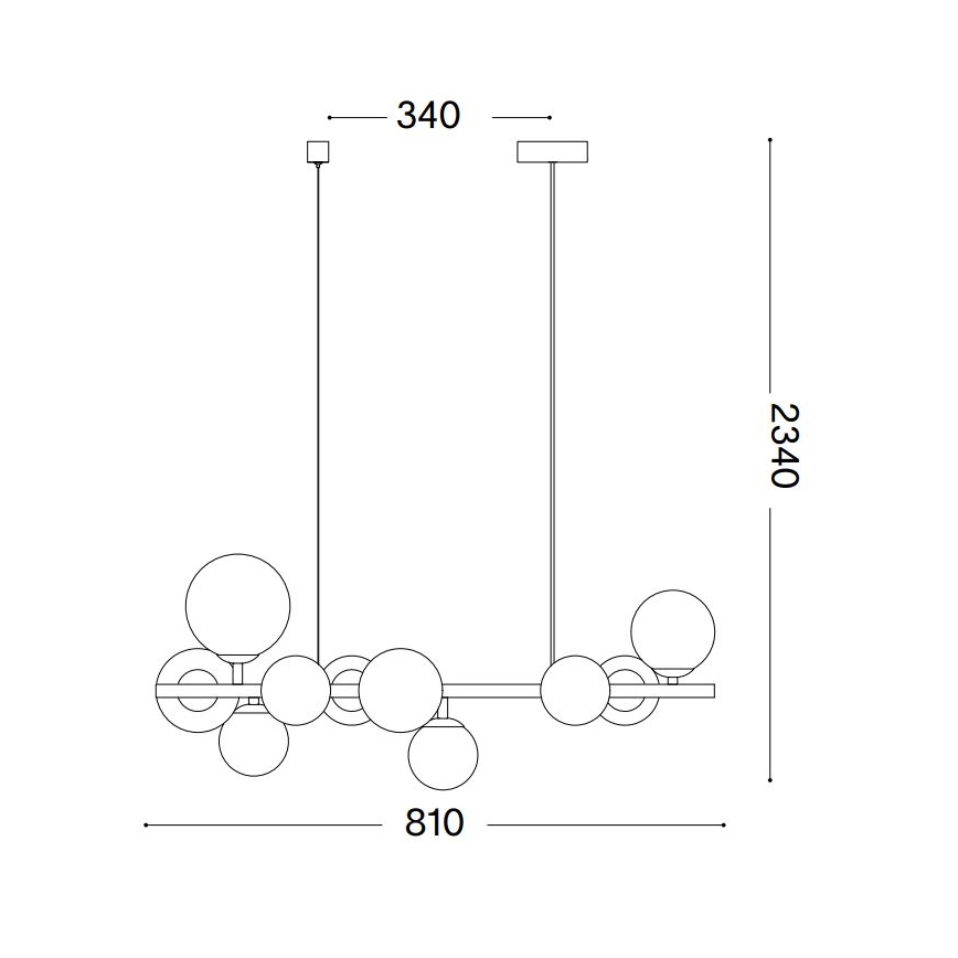 Ideal Lux - LED-Hängeleuchte PERLAGE 10xG9/3W/230V 81 cm schwarz/rauchig