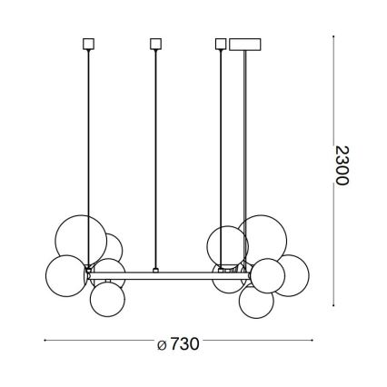 Ideal Lux - LED-Hängeleuchte PERLAGE 11xG9/3W/230V d 73 cm golden/weiß