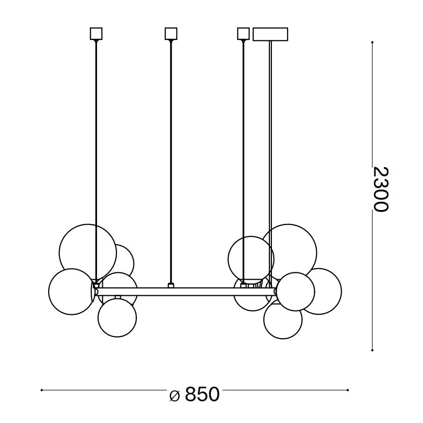 Ideal Lux - LED-Hängeleuchte PERLAGE 14xG9/3W/230V d 85 cm golden/rauchig