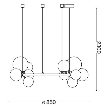 Ideal Lux - LED-Hängeleuchte PERLAGE 14xG9/3W/230V d 85 cm golden/weiß