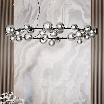 Ideal Lux - LED-Hängeleuchte PERLAGE 30xG9/3W/230V 143 cm schwarz/rauchig
