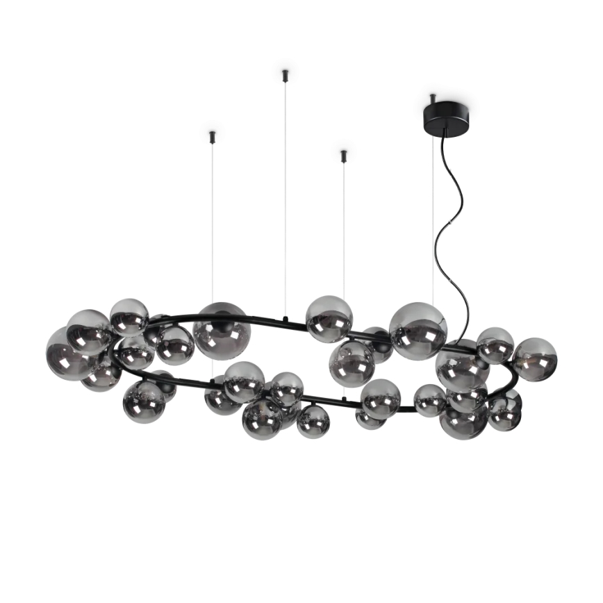 Ideal Lux - LED-Hängeleuchte PERLAGE 30xG9/3W/230V 143 cm schwarz/rauchig