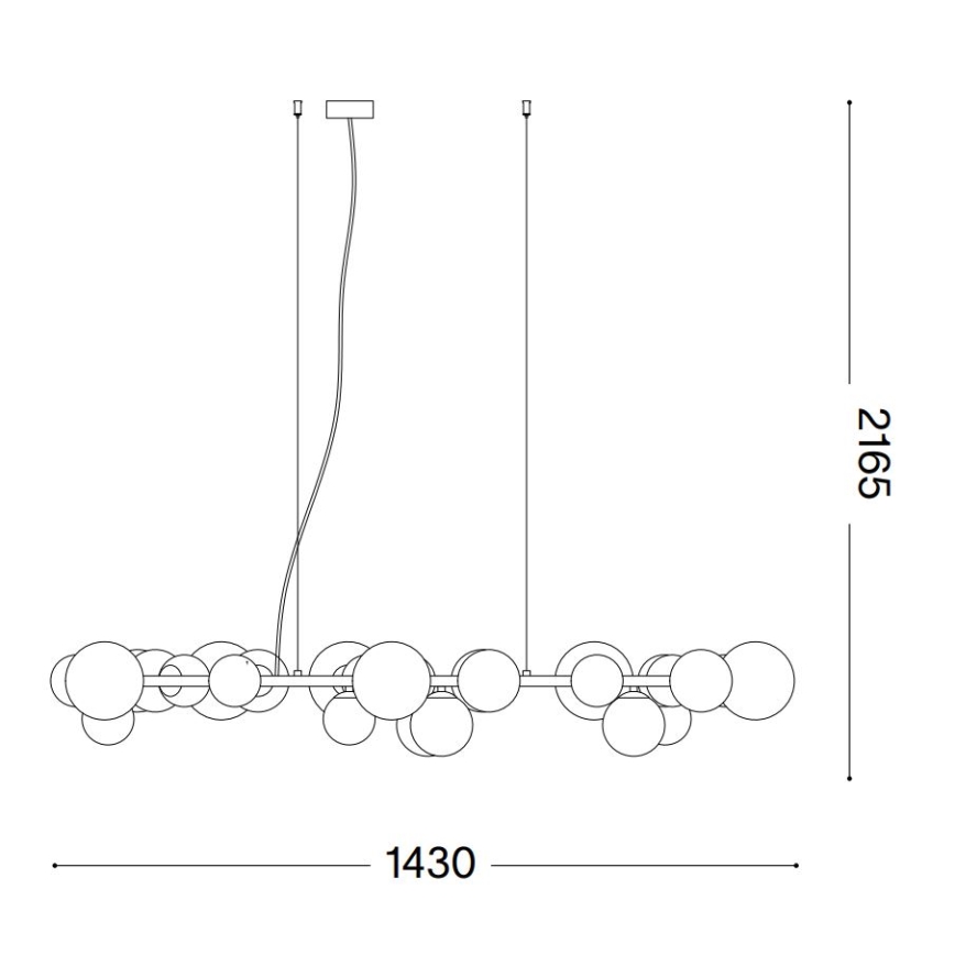 Ideal Lux - LED-Hängeleuchte PERLAGE 30xG9/3W/230V 143 cm schwarz/rauchig