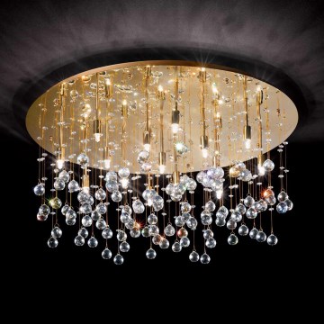 Ideal Lux - LED-Kristall-Deckenleuchte MOONLIGHT 15xG9/3W/230V d 80 cm golden