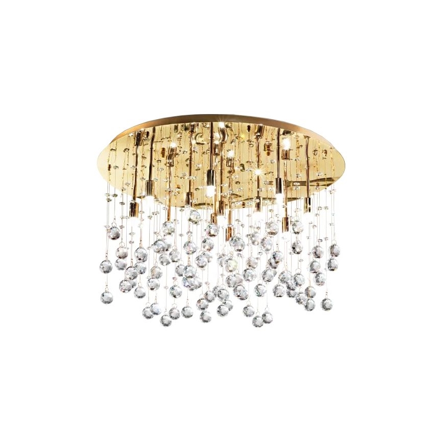 Ideal Lux - LED-Kristall-Deckenleuchte MOONLIGHT 15xG9/3W/230V d 80 cm golden