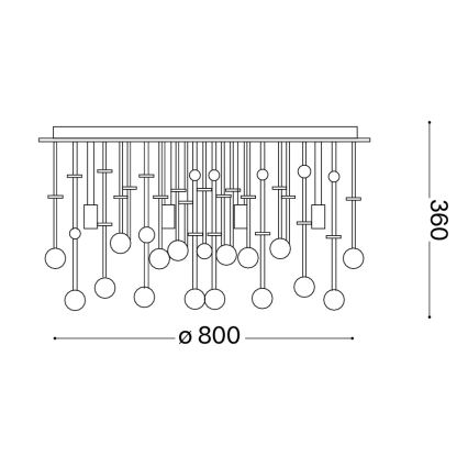 Ideal Lux - LED-Kristall-Deckenleuchte MOONLIGHT 15xG9/3W/230V d 80 cm golden