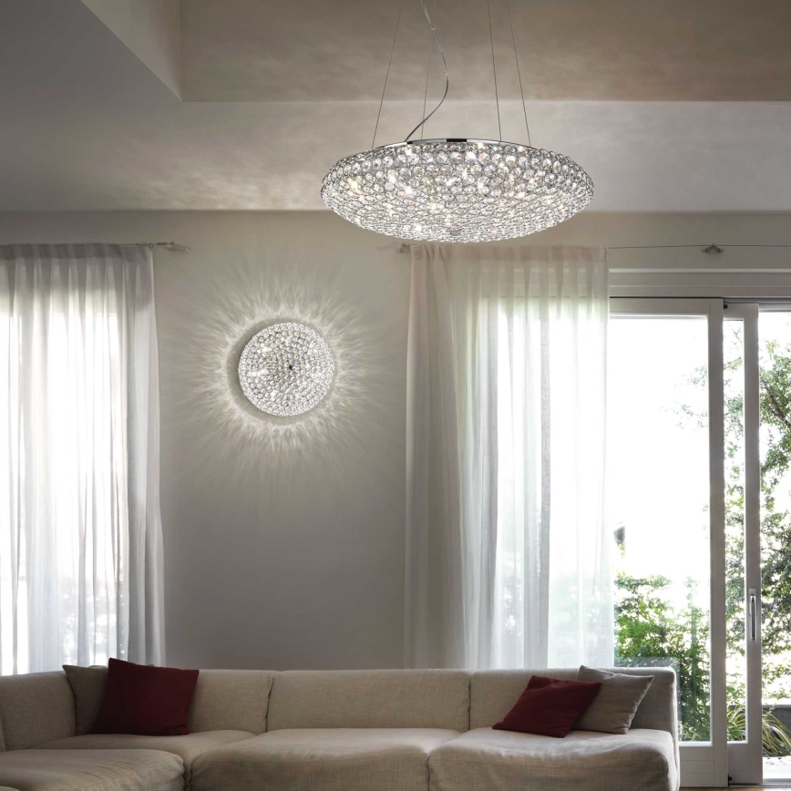 Ideal Lux - LED-Kristall-Kronleuchter an Aufhängung KING 12xG9/3W/230V d 65 cm glänzendes Chrom