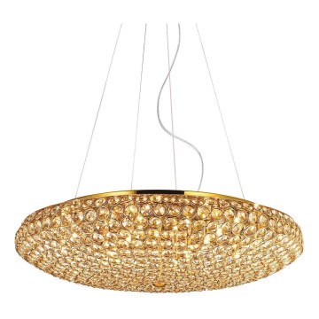 Ideal Lux - LED-Kristall-Kronleuchter an Aufhängung KING 12xG9/3W/230V d 65 cm golden