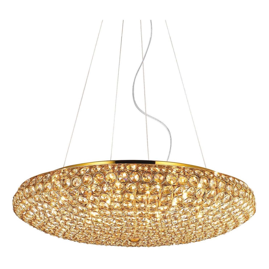 Ideal Lux - LED-Kristall-Kronleuchter an Aufhängung KING 12xG9/3W/230V d 65 cm golden