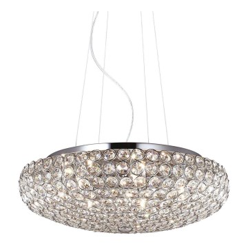 Ideal Lux - LED-Kristall-Kronleuchter an Aufhängung KING 7xG9/3W/230V d 46 cm glänzendes Chrom