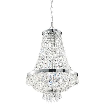 Ideal Lux - LED-Kristall-Kronleuchter an Kette CAESAR 6xG9/3W/230V d 38 cm glänzendes Chrom
