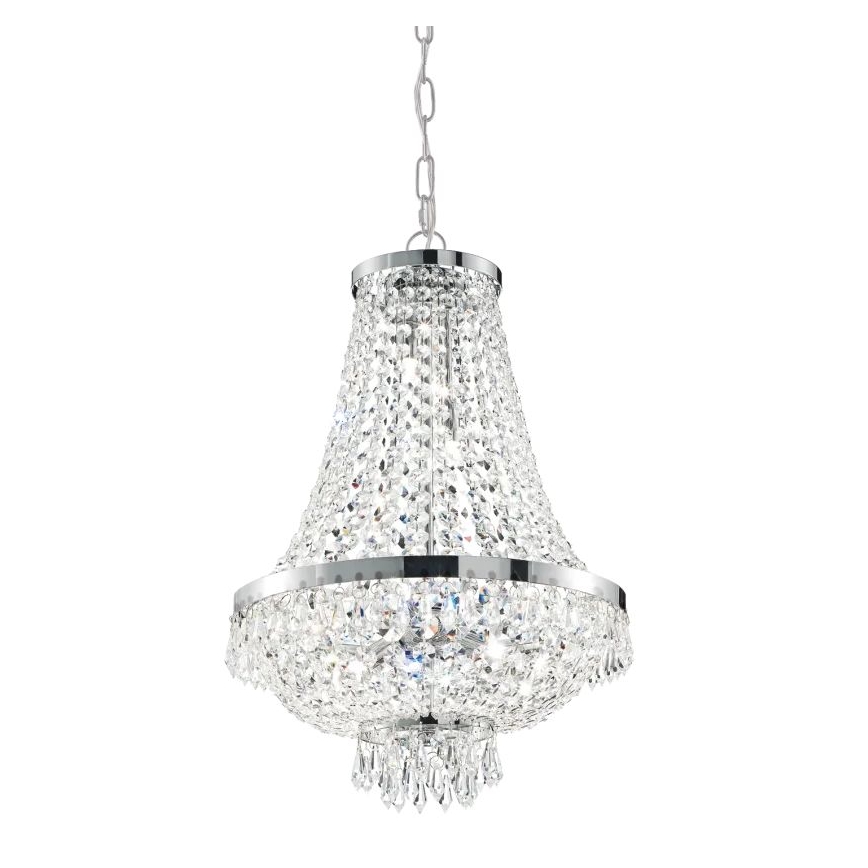 Ideal Lux - LED-Kristall-Kronleuchter an Kette CAESAR 6xG9/3W/230V d 38 cm glänzendes Chrom