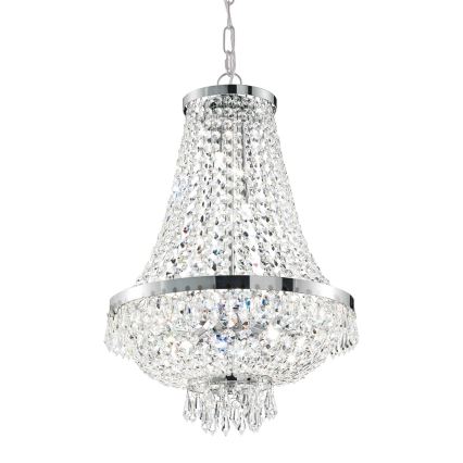 Ideal Lux - LED-Kristallkronleuchter an Kette CAESAR 12xG9/3W/230V d 55 cm glänzendes Chrom