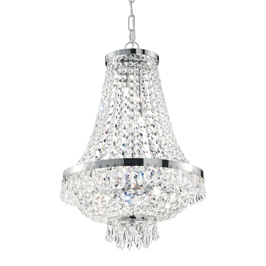 Ideal Lux - LED-Kristallkronleuchter an Kette CAESAR 12xG9/3W/230V d 55 cm glänzendes Chrom