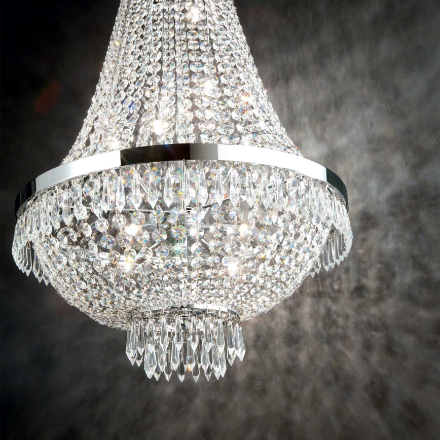 Ideal Lux - LED-Kristallkronleuchter an Kette CAESAR 12xG9/3W/230V d 55 cm glänzendes Chrom