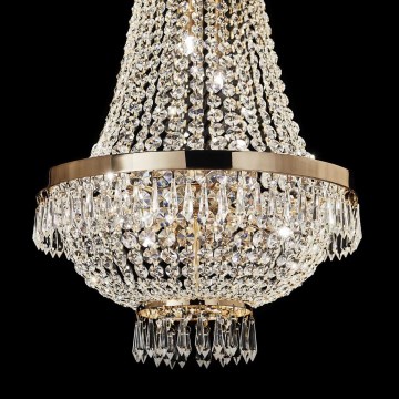 Ideal Lux - LED-Kristallkronleuchter an Kette CAESAR 12xG9/3W/230V d 55 cm golden