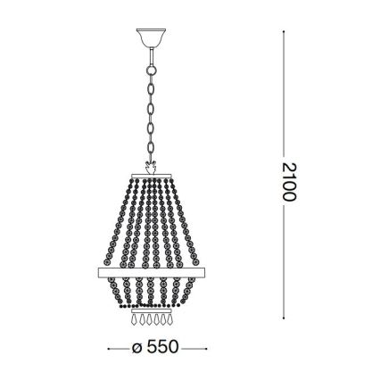 Ideal Lux - LED-Kristallkronleuchter an Kette CAESAR 12xG9/3W/230V d 55 cm golden