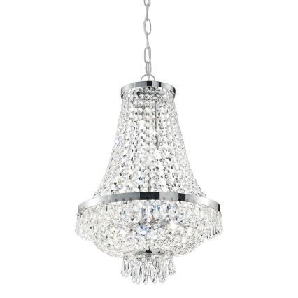 Ideal Lux - LED-Kristallkronleuchter an Kette CAESAR 9xG9/3W/230V d 45 cm glänzendes Chrom