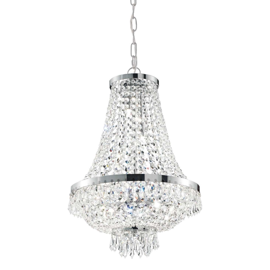 Ideal Lux - LED-Kristallkronleuchter an Kette CAESAR 9xG9/3W/230V d 45 cm glänzendes Chrom