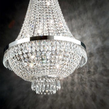 Ideal Lux - LED-Kristallkronleuchter an Kette CAESAR 9xG9/3W/230V d 45 cm glänzendes Chrom