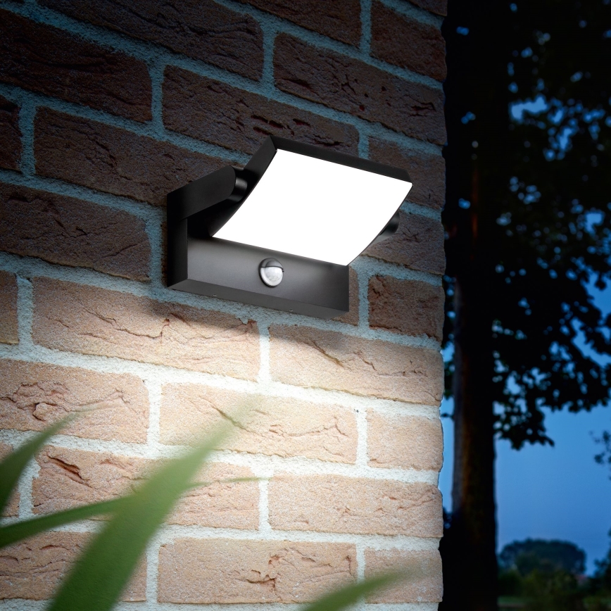 Ideal Lux - LED-Outdoor-Wandleuchte mit Sensor SWIPE LED/21W/230V CRI 90 IP54 schwarz