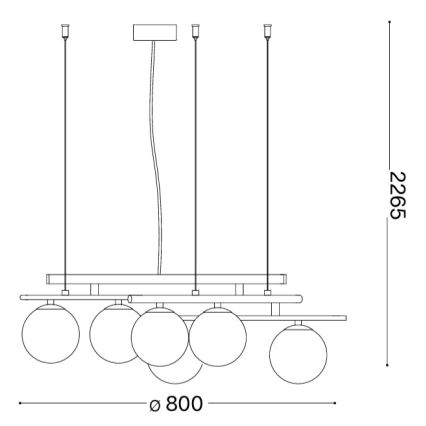 Ideal Lux - LED-Pendelleuchte an Drahtseil ATLAS 6xG9/3W/230V goldfarben