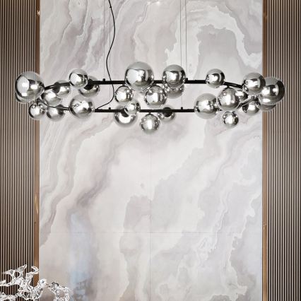 Ideal Lux - LED-Pendelleuchte an Stahlseil PERLAGE 30xG9/3W/230V 143 cm schwarz/rauchschwarz