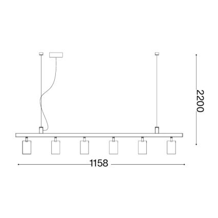 Ideal Lux - LED-Pendelleuchte an Kabel DYNAMITE 6xGU10/7W/230V CRI 90 Messing