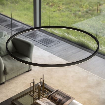 Ideal Lux - LED-Pendelleuchte mit Kabelaufhängung ORACLE SLIM LED/37W/230V 3000K CRI 90 Ø 70 cm schwarz