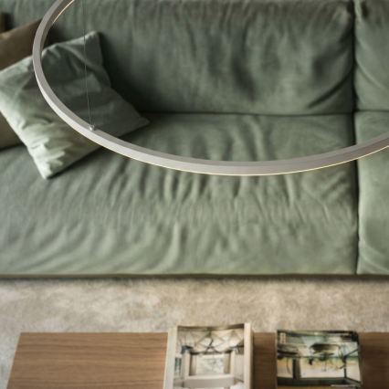 Ideal Lux - ORACLE SLIM LED, dimmbare Pendelleuchte mit Seilaufhängung, 42 W, 230 V, 3000 K, CRI 90, Ø 90 cm, weiß