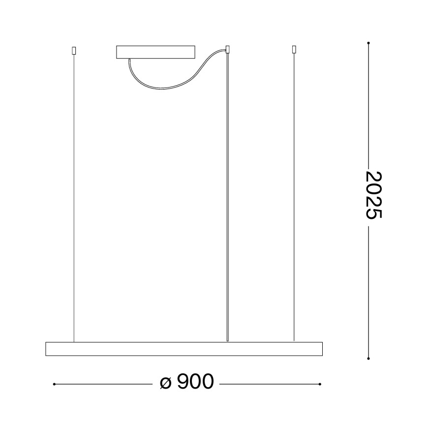 Ideal Lux - LED-Pendelleuchte an Seil ORACLE SLIM, LED, 53 W, 230 V, 3000 K, CRI 90, Ø 90 cm, goldfarben
