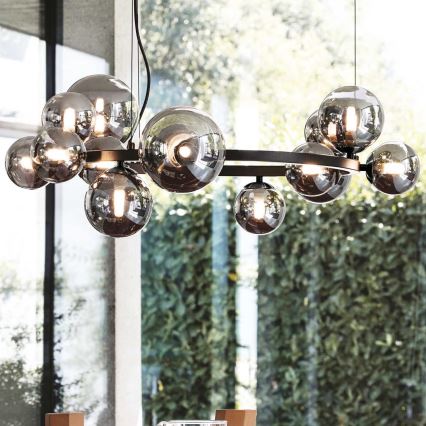 Ideal Lux - LED-Pendelleuchte mit Kabelaufhängung PERLAGE 11xG9/3W/230V Ø 73 cm schwarz/rauchschwarz