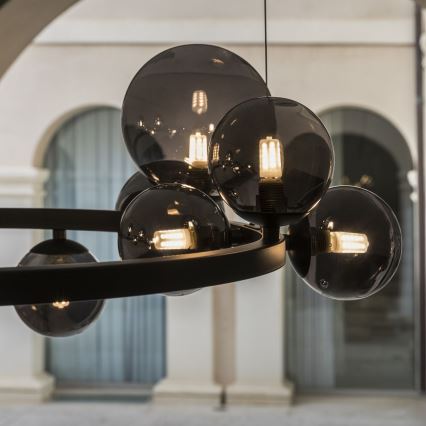 Ideal Lux - LED-Pendelleuchte mit Kabelaufhängung PERLAGE 11xG9/3W/230V Ø 73 cm schwarz/rauchschwarz