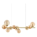 Ideal Lux - LED-Pendelleuchte an Kabeln PERLAGE 10xG9/3W/230V 81 cm Gold/rauchbeige