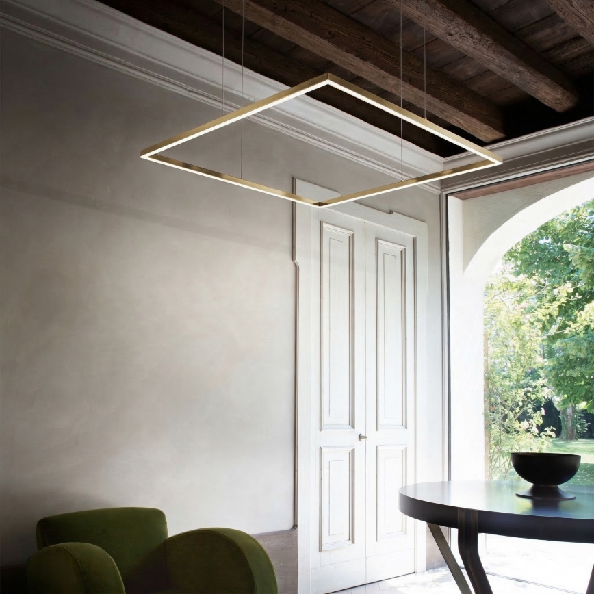 Ideal Lux - LED-Pendelleuchte an Seil ORACLE SLIM LED/44W/230V 3000K CRI 90 70x70 cm goldfarben