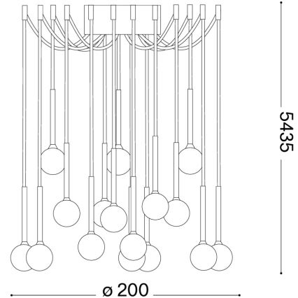 Ideal Lux - LED-Pendelleuchte an Stahlseil LUCCIOLA 16xLED/16W/230V CRI 90 Spider schwarz