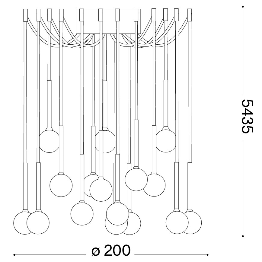 Ideal Lux - LED-Pendelleuchte an Stahlseil LUCCIOLA 16xLED/16W/230V CRI 90 Spider schwarz
