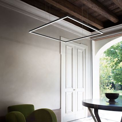 Ideal Lux - LED Pendelleuchte mit Seilaufhängung ORACLE SLIM LED/53W/230V 3000K CRI 90 90x90 cm schwarz