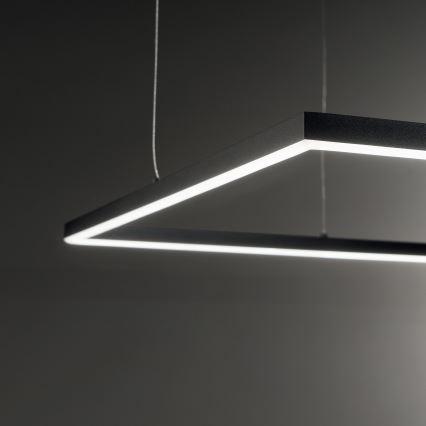 Ideal Lux - LED Pendelleuchte mit Seilaufhängung ORACLE SLIM LED/53W/230V 3000K CRI 90 90x90 cm schwarz