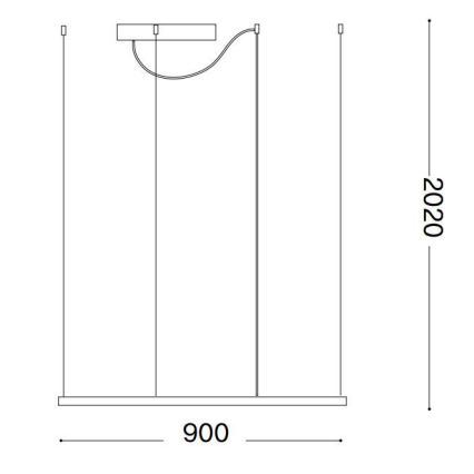 Ideal Lux - LED Pendelleuchte mit Seilaufhängung ORACLE SLIM LED/53W/230V 3000K CRI 90 90x90 cm schwarz