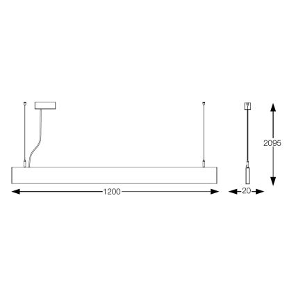 Ideal Lux - LED-Pendelleuchte an Stahlseil STEEL LED/29W/230V 4000K CRI 90 120 cm schwarz