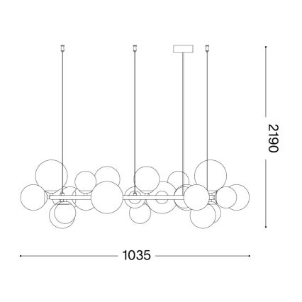 Ideal Lux - LED-Pendelleuchte mit Kabelaufhängung PERLAGE 25xG9/3W/230V 110 cm gold/weiß
