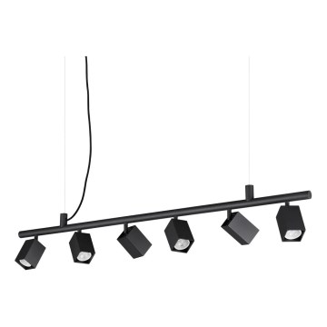 Ideal Lux - LED-Pendelleuchte mit Seilabhängung DYNAMITE 6xGU10/7W/230V CRI 90 schwarz