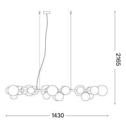 Ideal Lux - LED-Pendelleuchte mit Seilabhängung PERLAGE 30xG9/3W/230V 143 cm gold/rauchbeige