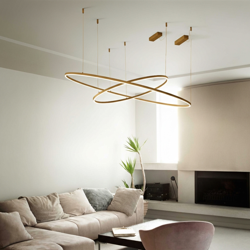 Ideal Lux - LED-Hängeleuchte an Kabel ORACLE SLIM LED/81W/230V 3000K CRI 90 Ø 150 cm goldfarben
