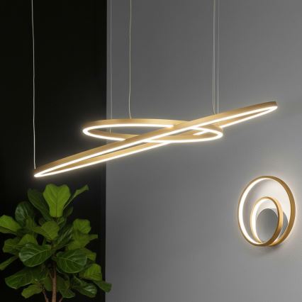 Ideal Lux - LED-Hängeleuchte an Kabel ORACLE SLIM LED/81W/230V 3000K CRI 90 Ø 150 cm goldfarben
